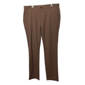 Mugsy Pants Mens 38 Khaki Belmonts Chino Stretch Flat Front Comfort Casual 38x34